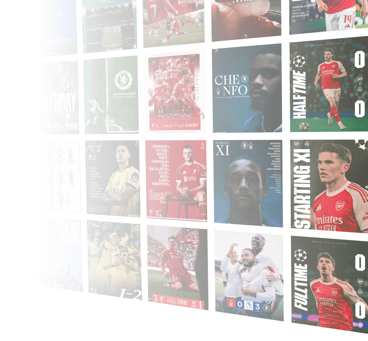 Football social media posts collage